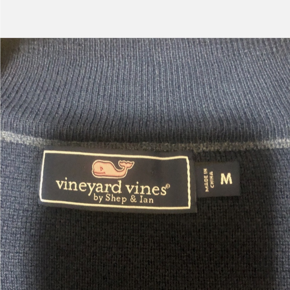 VINEYARD VINES Wool Blend 1/4 Zip Pullover in Blue/Black Size Medium - Picture 5 of 8